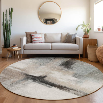 5' X 8' Brown Black And Gray Abstract Washable Indoor Outdoor Area Rug HomeRoots