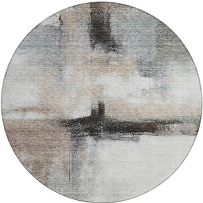 5' X 8' Brown Black And Gray Abstract Washable Indoor Outdoor Area Rug HomeRoots
