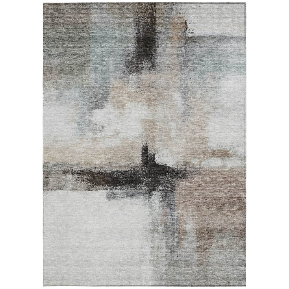 5' X 8' Brown Black And Gray Abstract Washable Indoor Outdoor Area Rug — view 37