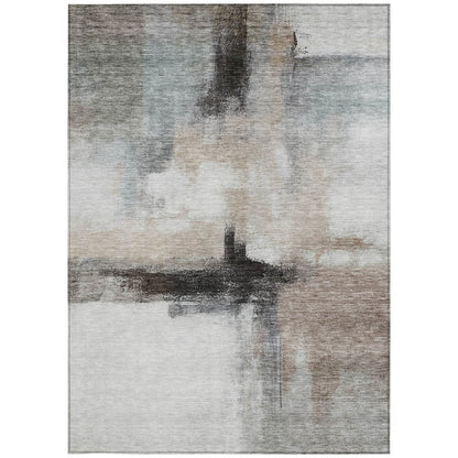 5' X 8' Brown Black And Gray Abstract Washable Indoor Outdoor Area Rug HomeRoots