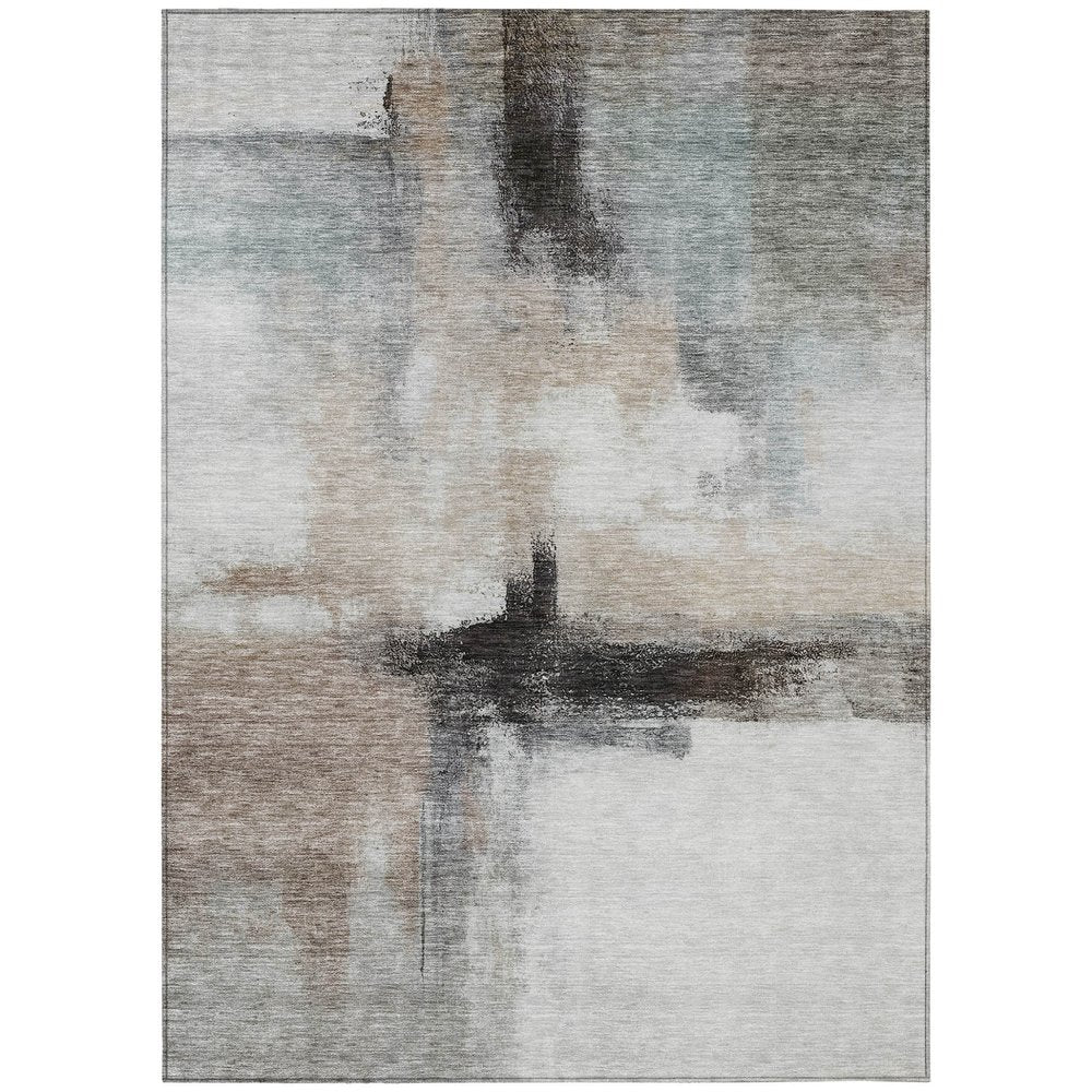5' X 8' Brown Black And Gray Abstract Washable Indoor Outdoor Area Rug — view 44