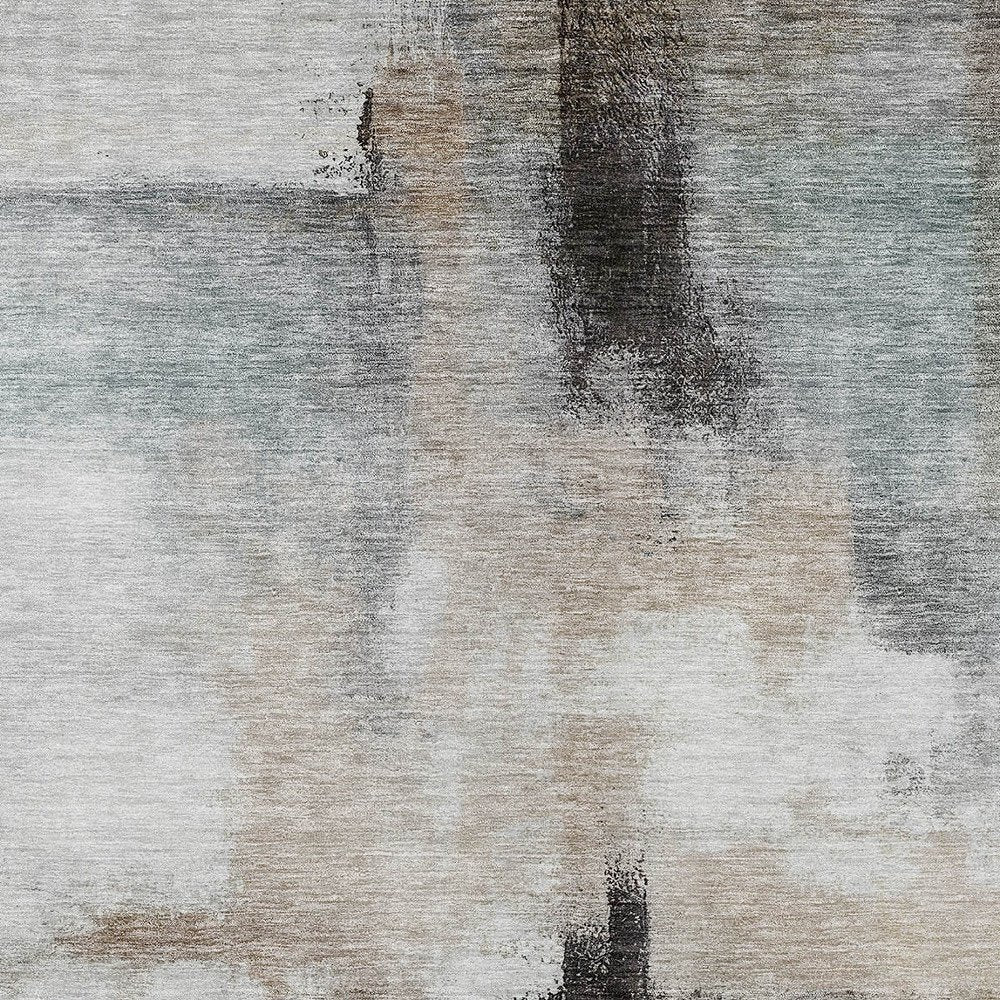 5' X 8' Brown Black And Gray Abstract Washable Indoor Outdoor Area Rug — view 36