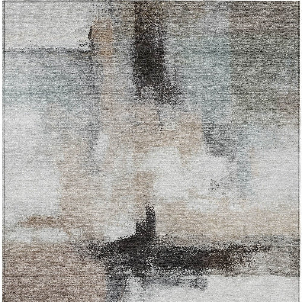 5' X 8' Brown Black And Gray Abstract Washable Indoor Outdoor Area Rug — view 71