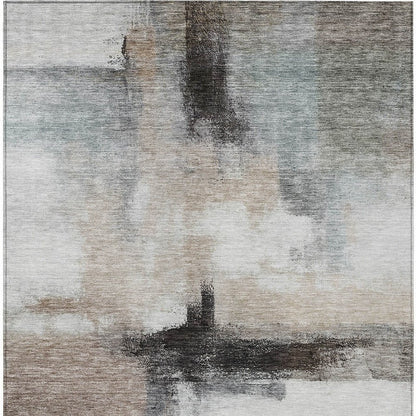 5' X 8' Brown Black And Gray Abstract Washable Indoor Outdoor Area Rug HomeRoots