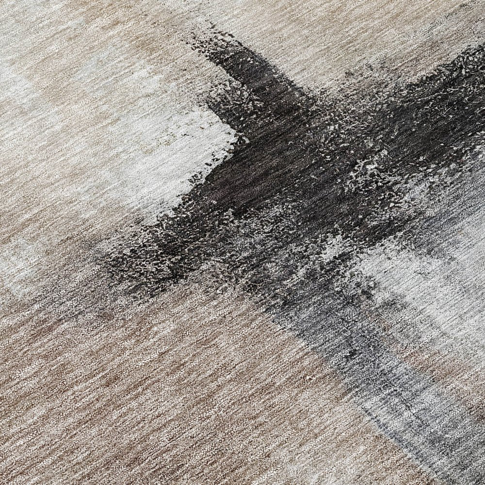 5' X 8' Brown Black And Gray Abstract Washable Indoor Outdoor Area Rug — view 77
