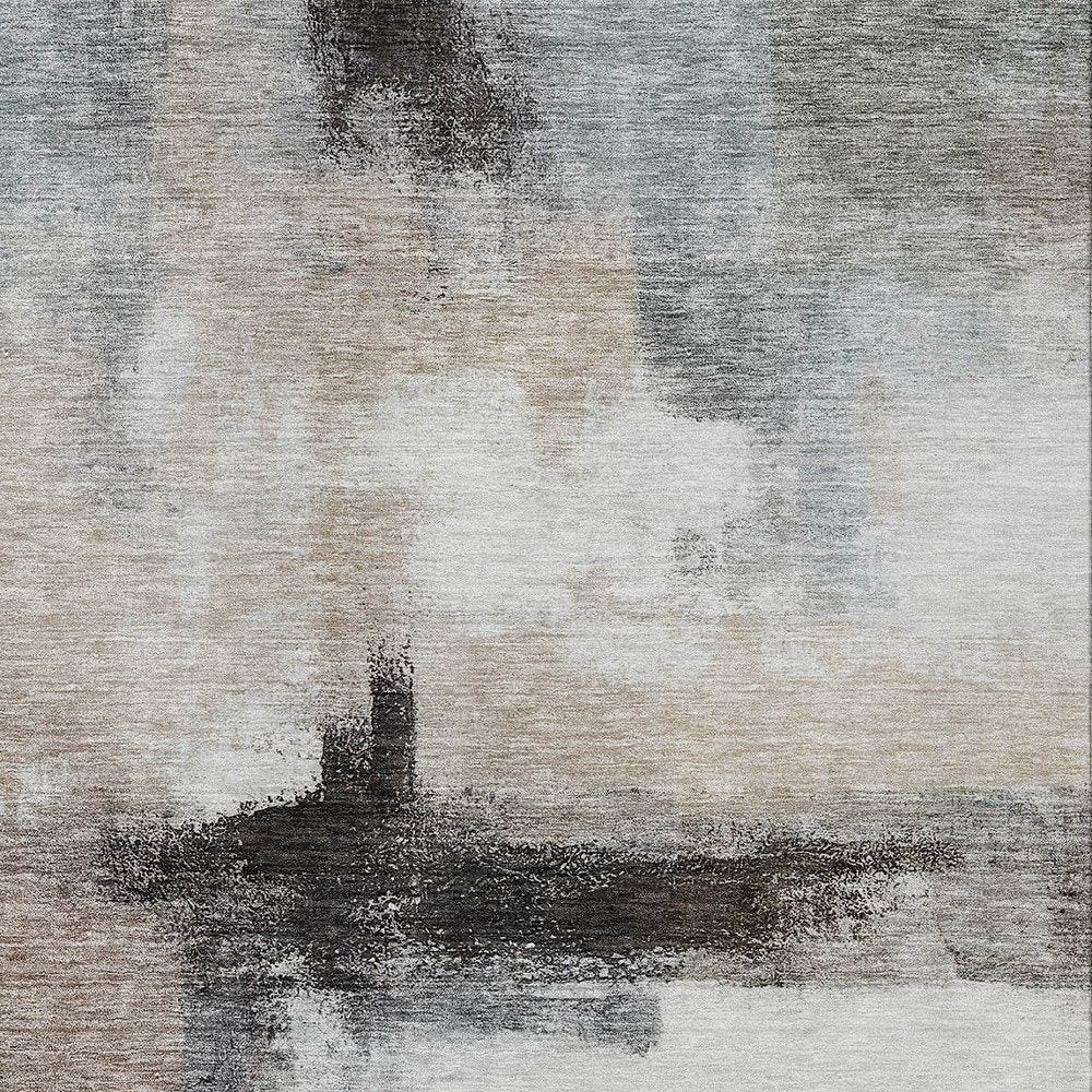5' X 8' Brown Black And Gray Abstract Washable Indoor Outdoor Area Rug HomeRoots