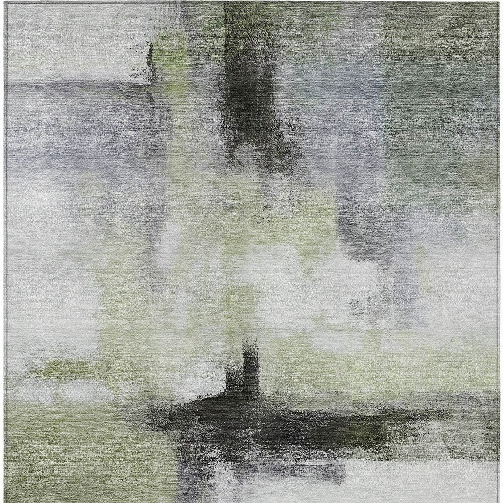 3' X 5' Sage Black And Gray Abstract Washable Indoor Outdoor Area Rug — view 6