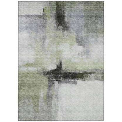 3' X 5' Sage Black And Gray Abstract Washable Indoor Outdoor Area Rug HomeRoots