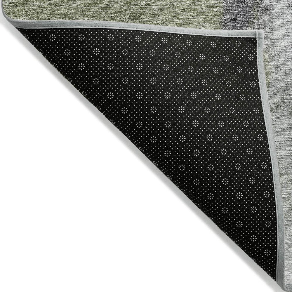 3' X 5' Sage Black And Gray Abstract Washable Indoor Outdoor Area Rug — view 2