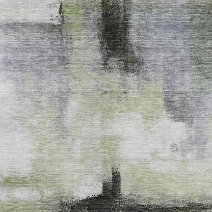 3' X 5' Sage Black And Gray Abstract Washable Indoor Outdoor Area Rug HomeRoots