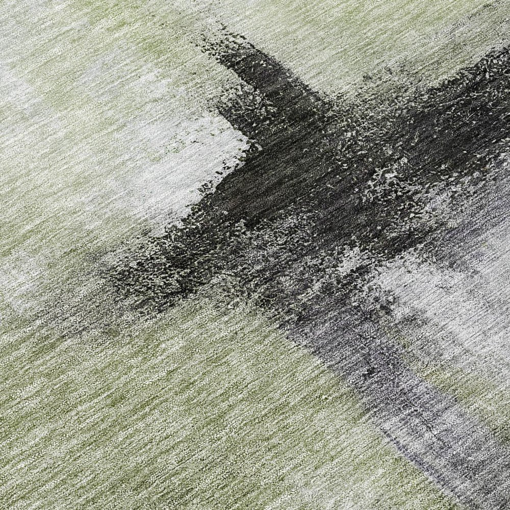 3' X 5' Sage Black And Gray Abstract Washable Indoor Outdoor Area Rug — view 4