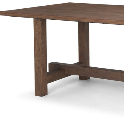 84" Brown Solid Wood Trestle Base Dining Table HomeRoots