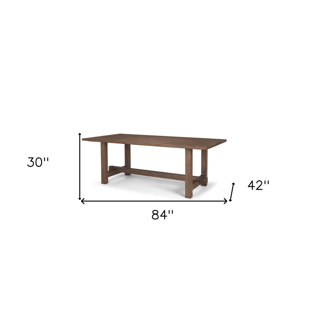 84" Brown Solid Wood Trestle Base Dining Table HomeRoots