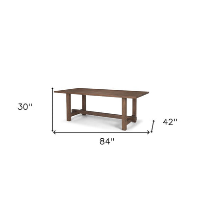 84" Brown Solid Wood Trestle Base Dining Table HomeRoots