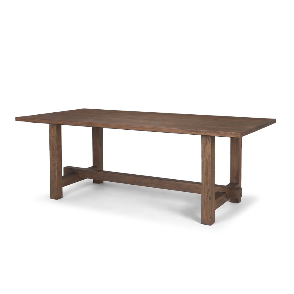 84" Brown Solid Wood Trestle Base Dining Table HomeRoots