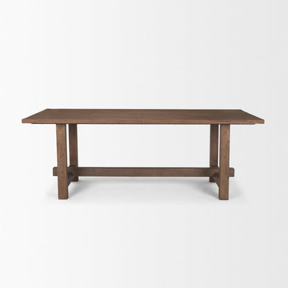 84" Brown Solid Wood Trestle Base Dining Table HomeRoots