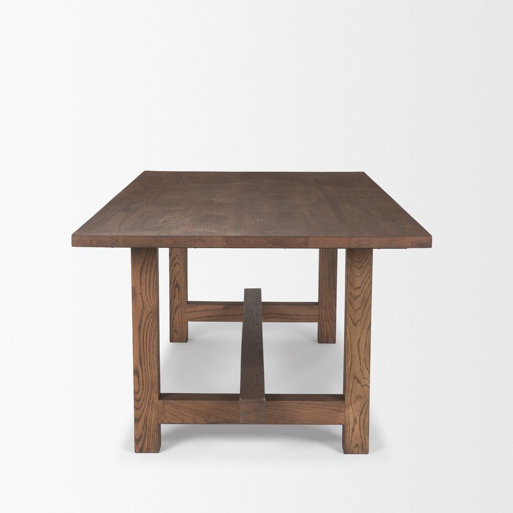 84" Brown Solid Wood Trestle Base Dining Table HomeRoots