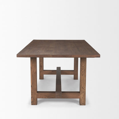 84" Brown Solid Wood Trestle Base Dining Table HomeRoots