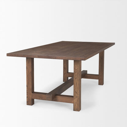 84" Brown Solid Wood Trestle Base Dining Table HomeRoots
