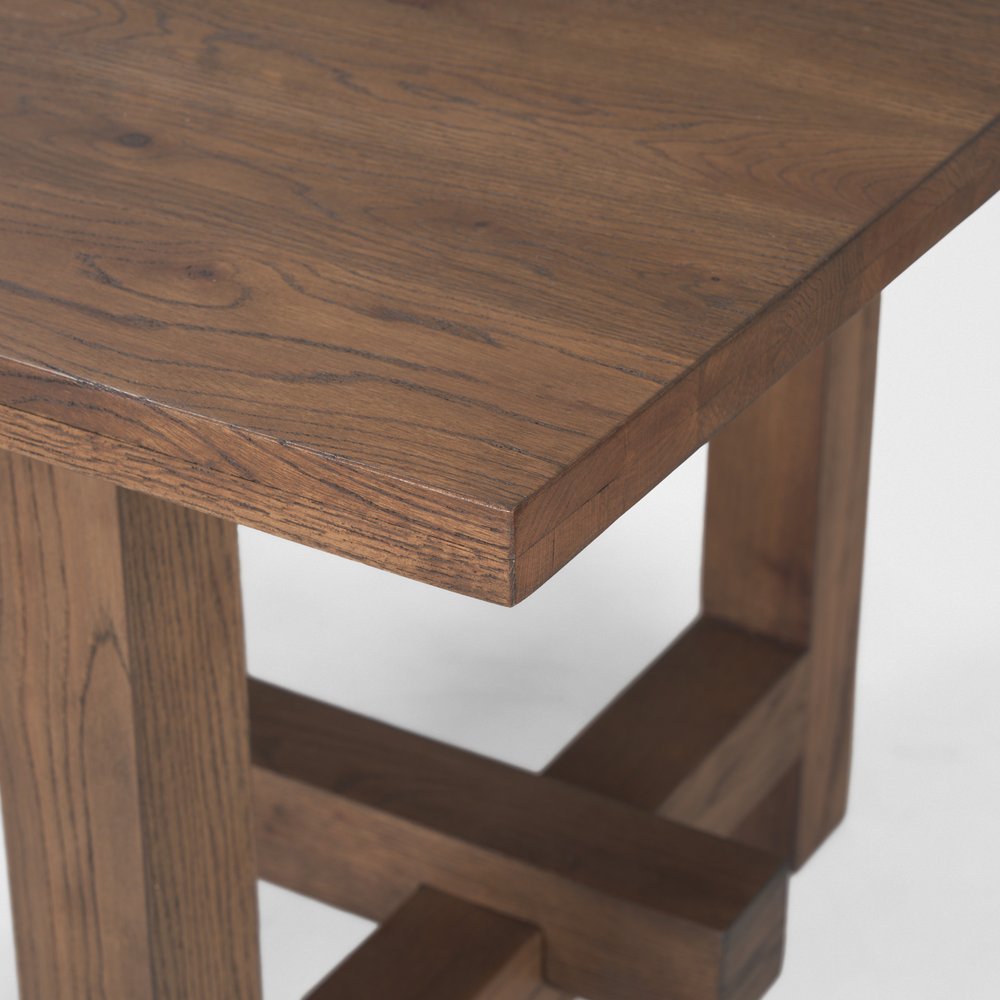 84" Brown Solid Wood Trestle Base Dining Table HomeRoots