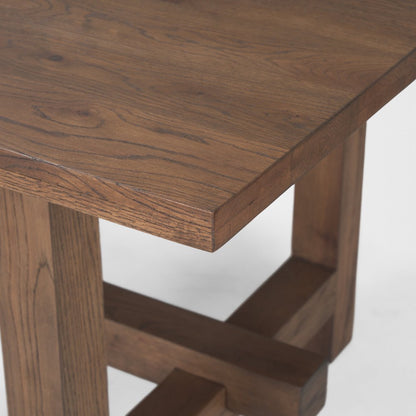 84" Brown Solid Wood Trestle Base Dining Table HomeRoots