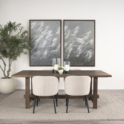 84" Brown Solid Wood Trestle Base Dining Table HomeRoots