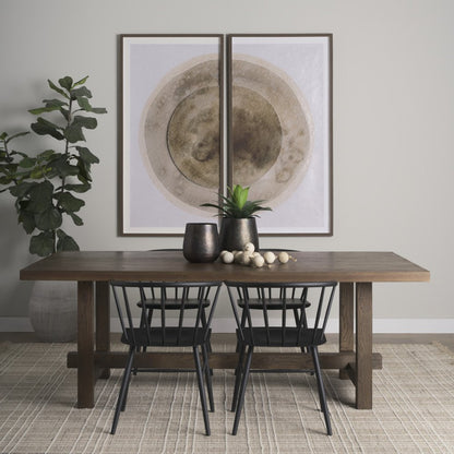 84" Brown Solid Wood Trestle Base Dining Table HomeRoots