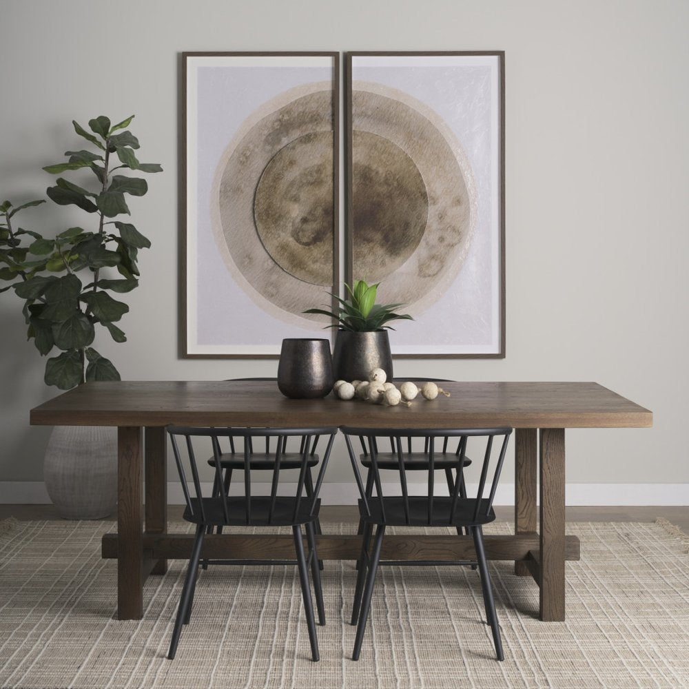 84" Brown Solid Wood Trestle Base Dining Table HomeRoots