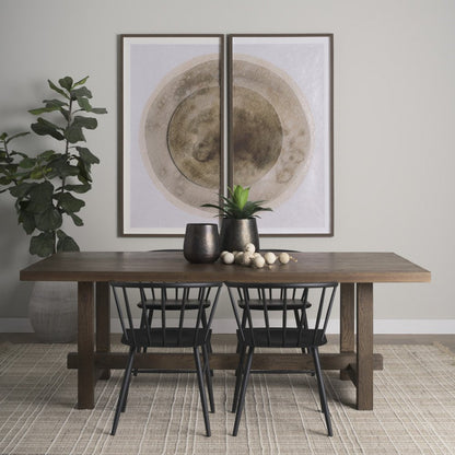 84" Brown Solid Wood Trestle Base Dining Table HomeRoots