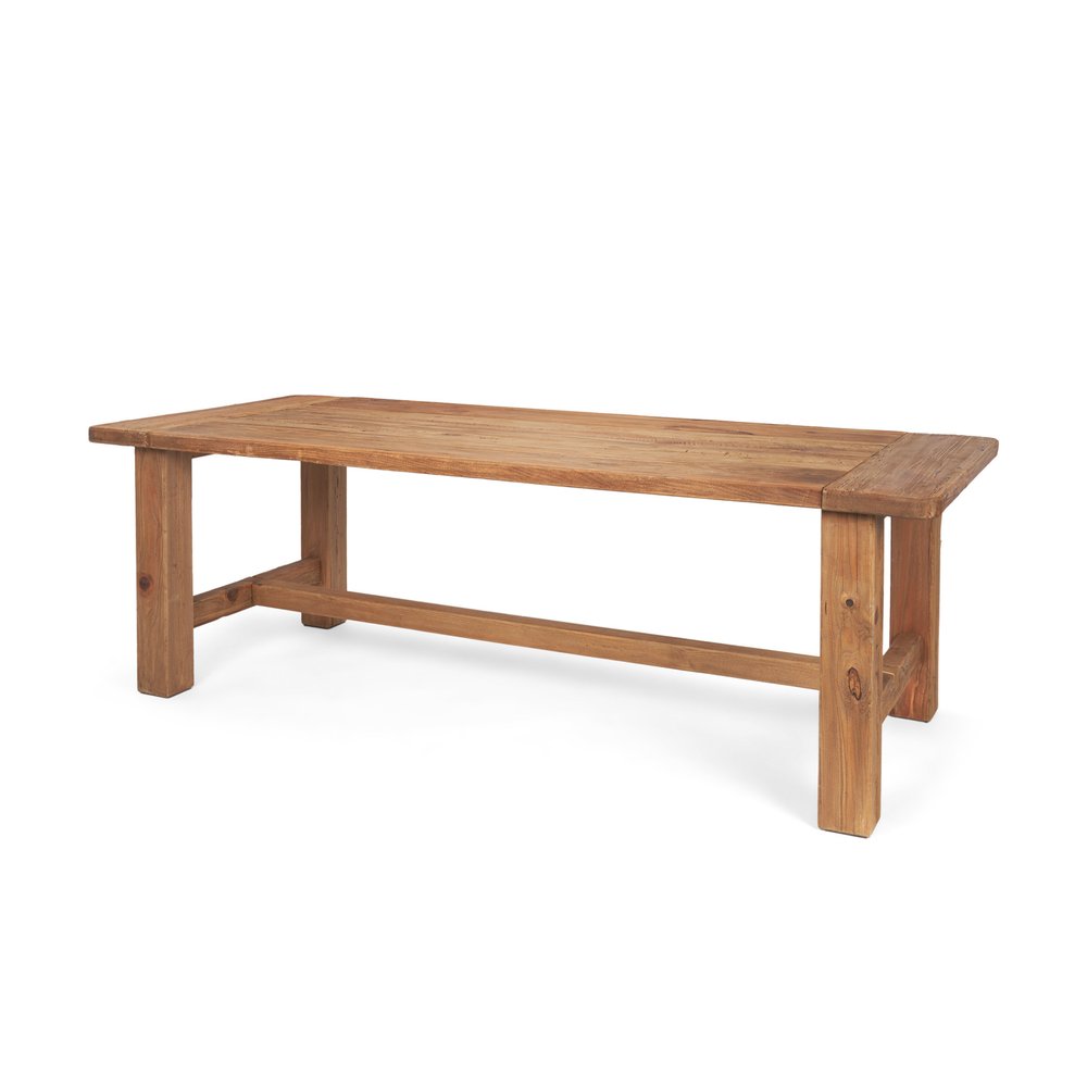 95" Natural Reclaimed Wood Trestle Base Dining Table — view 1