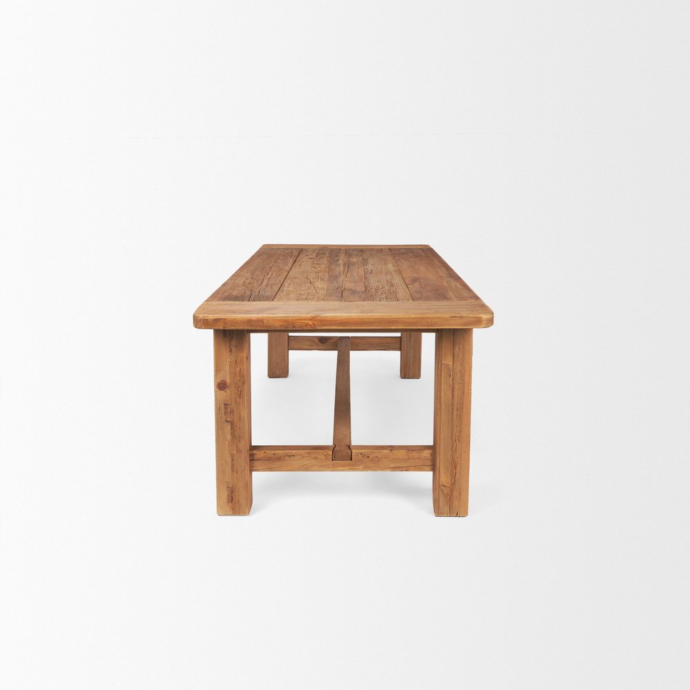 95" Natural Reclaimed Wood Trestle Base Dining Table