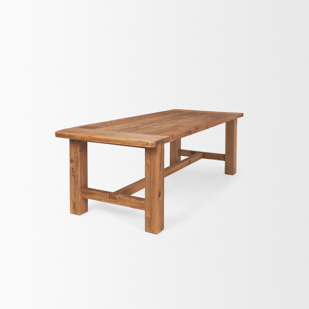 95" Natural Reclaimed Wood Trestle Base Dining Table — view 4