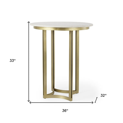 36" Gray Marble Pedestal Base Round Top Dining Table HomeRoots