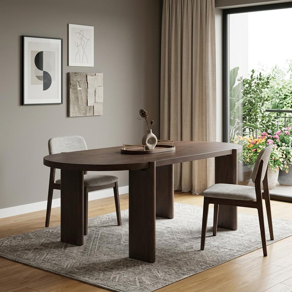 91" Brown Solid Wood Oval Dining Table — view 13