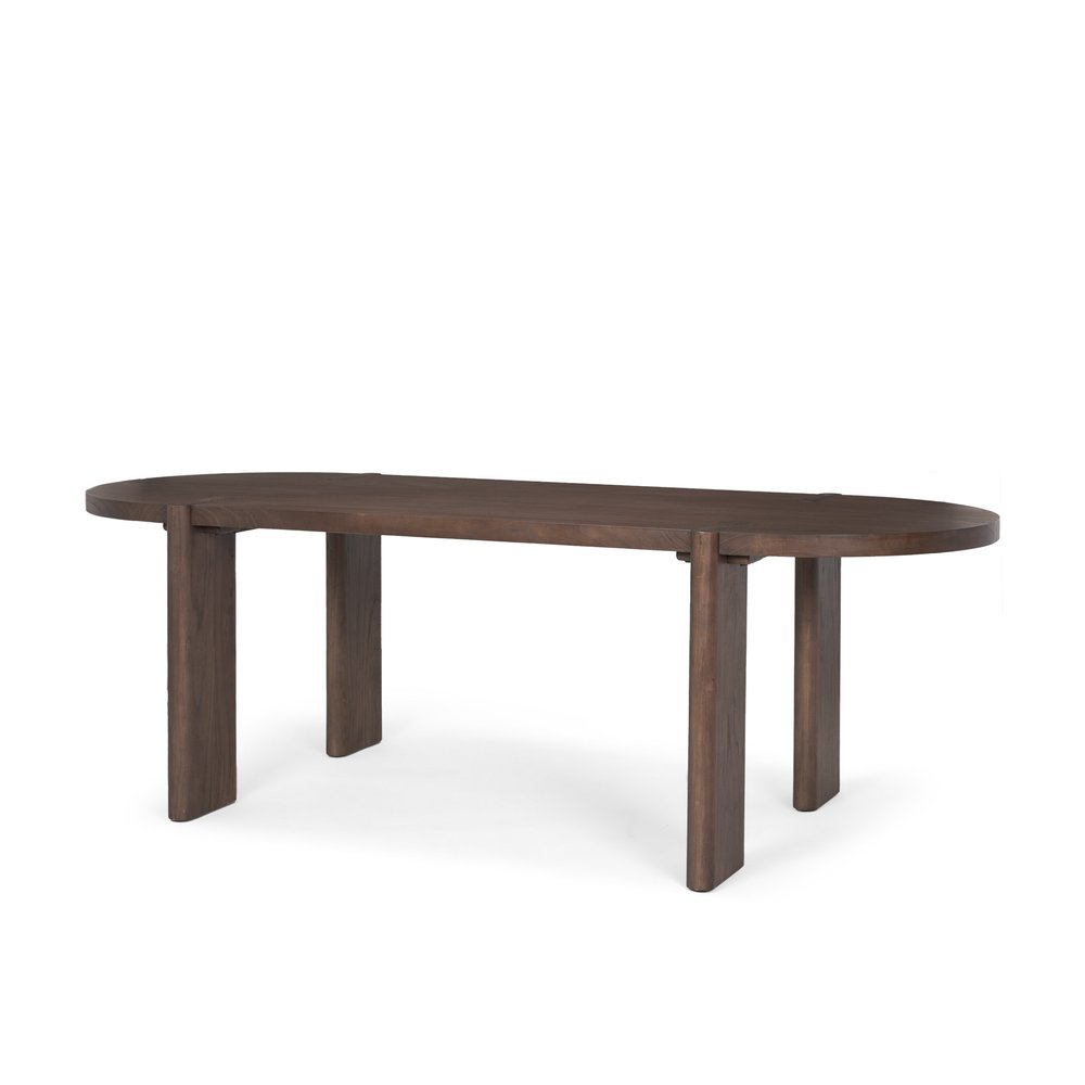 91" Brown Solid Wood Oval Dining Table — view 1