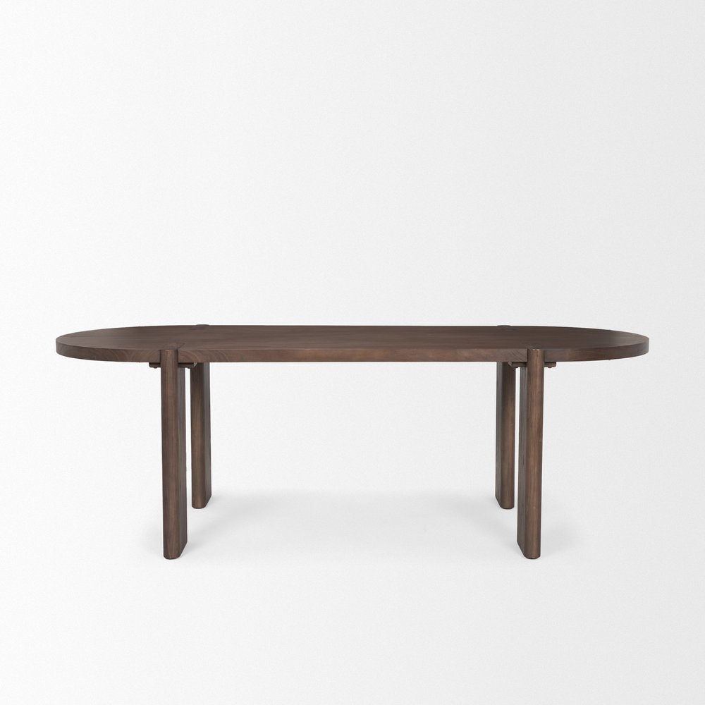 91" Brown Solid Wood Oval Dining Table — view 2