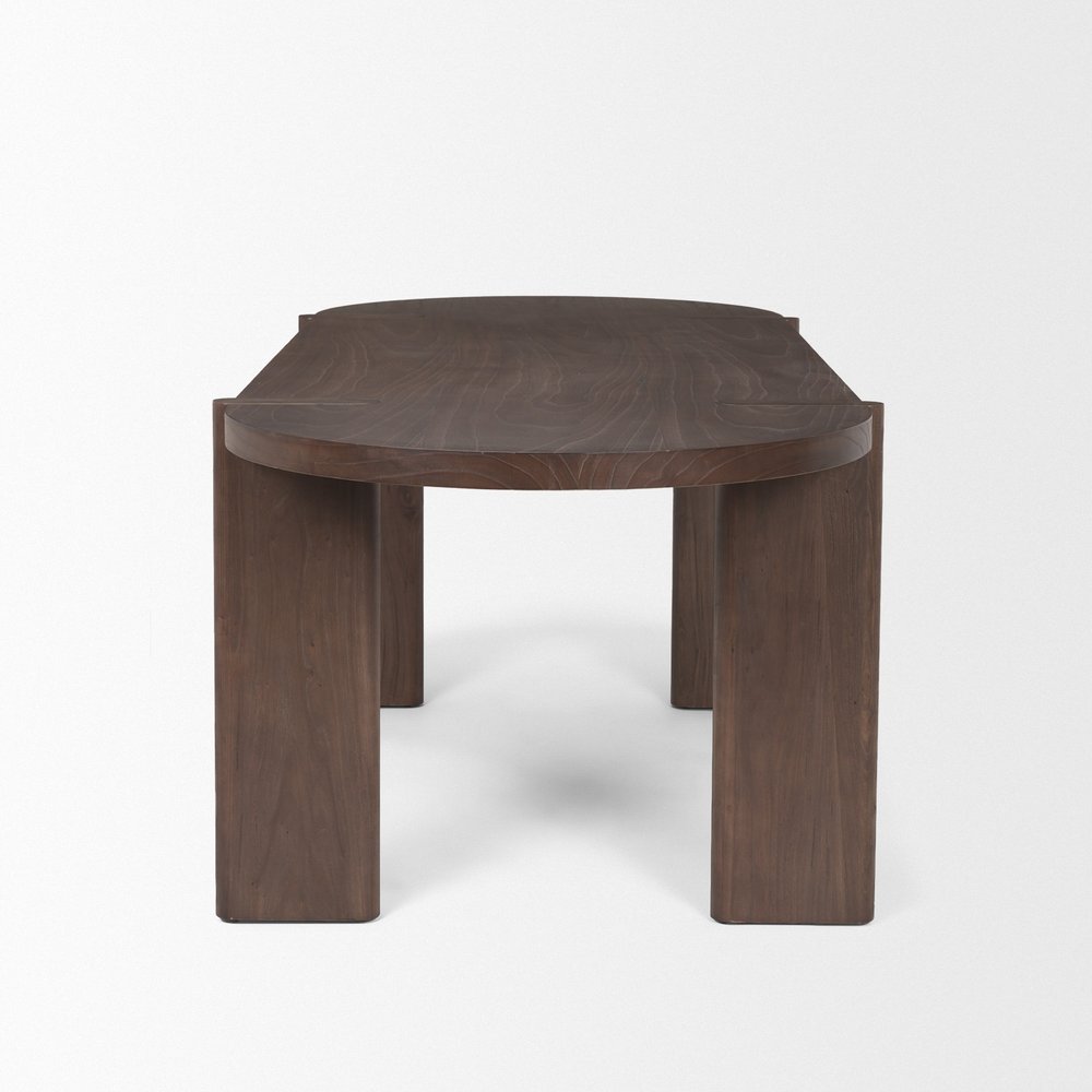 91" Brown Solid Wood Oval Dining Table — view 3