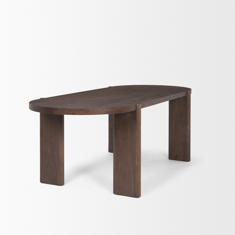91" Brown Solid Wood Oval Dining Table — view 4