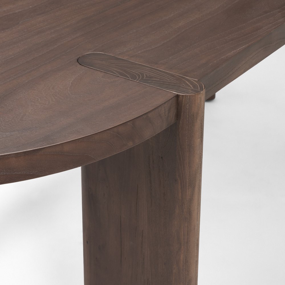 91" Brown Solid Wood Oval Dining Table — view 6