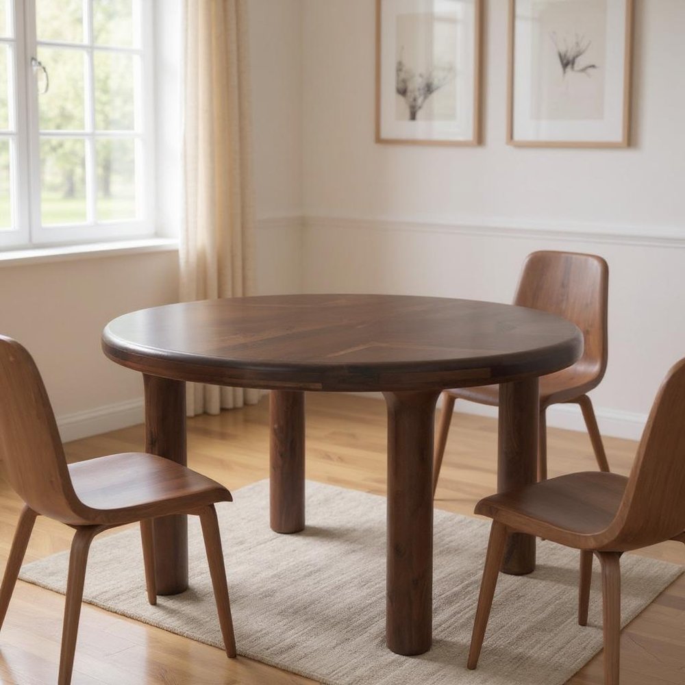 48" Brown Solid Wood Round Top Dining Table HomeRoots
