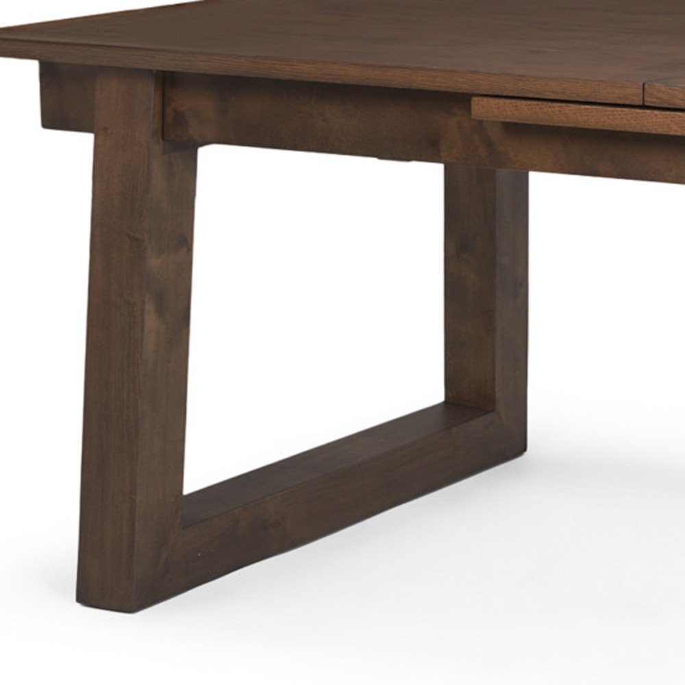 106" Dark Brown Solid Wood Self-Storing Leaf Sled Base Extendable Dining Table HomeRoots
