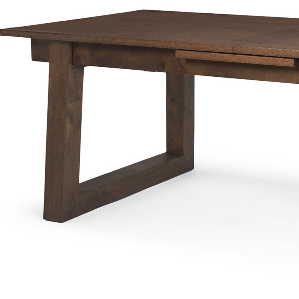 106" Dark Brown Solid Wood Self-Storing Leaf Sled Base Extendable Dining Table HomeRoots