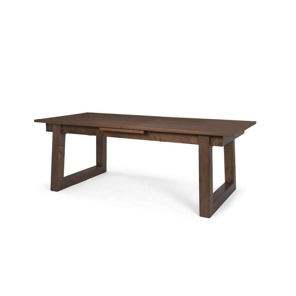 106" Dark Brown Solid Wood Self-Storing Leaf Sled Base Extendable Dining Table HomeRoots