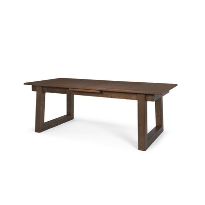 106" Dark Brown Solid Wood Self-Storing Leaf Sled Base Extendable Dining Table HomeRoots