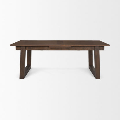 106" Dark Brown Solid Wood Self-Storing Leaf Sled Base Extendable Dining Table HomeRoots