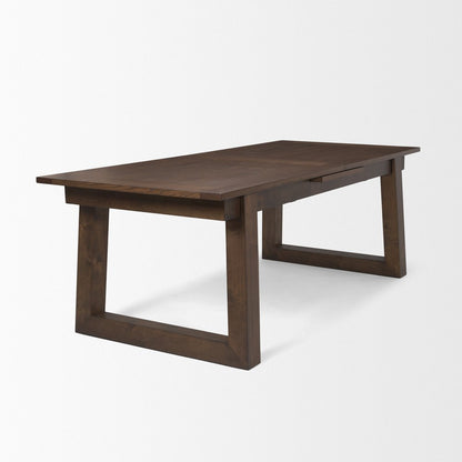 106" Dark Brown Solid Wood Self-Storing Leaf Sled Base Extendable Dining Table HomeRoots