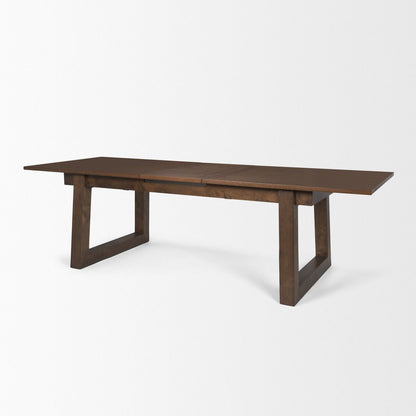 106" Dark Brown Solid Wood Self-Storing Leaf Sled Base Extendable Dining Table HomeRoots
