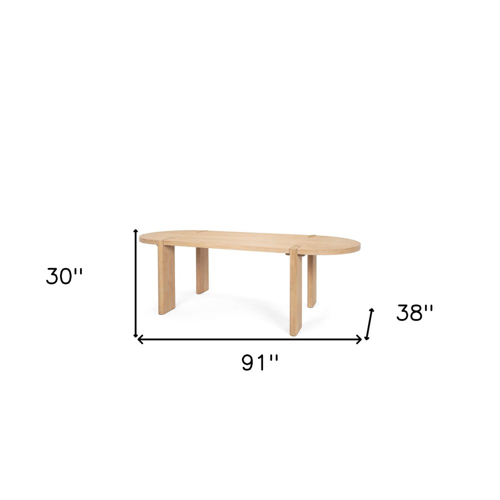 91" Light Brown Wood Oval Dining Table — view 11