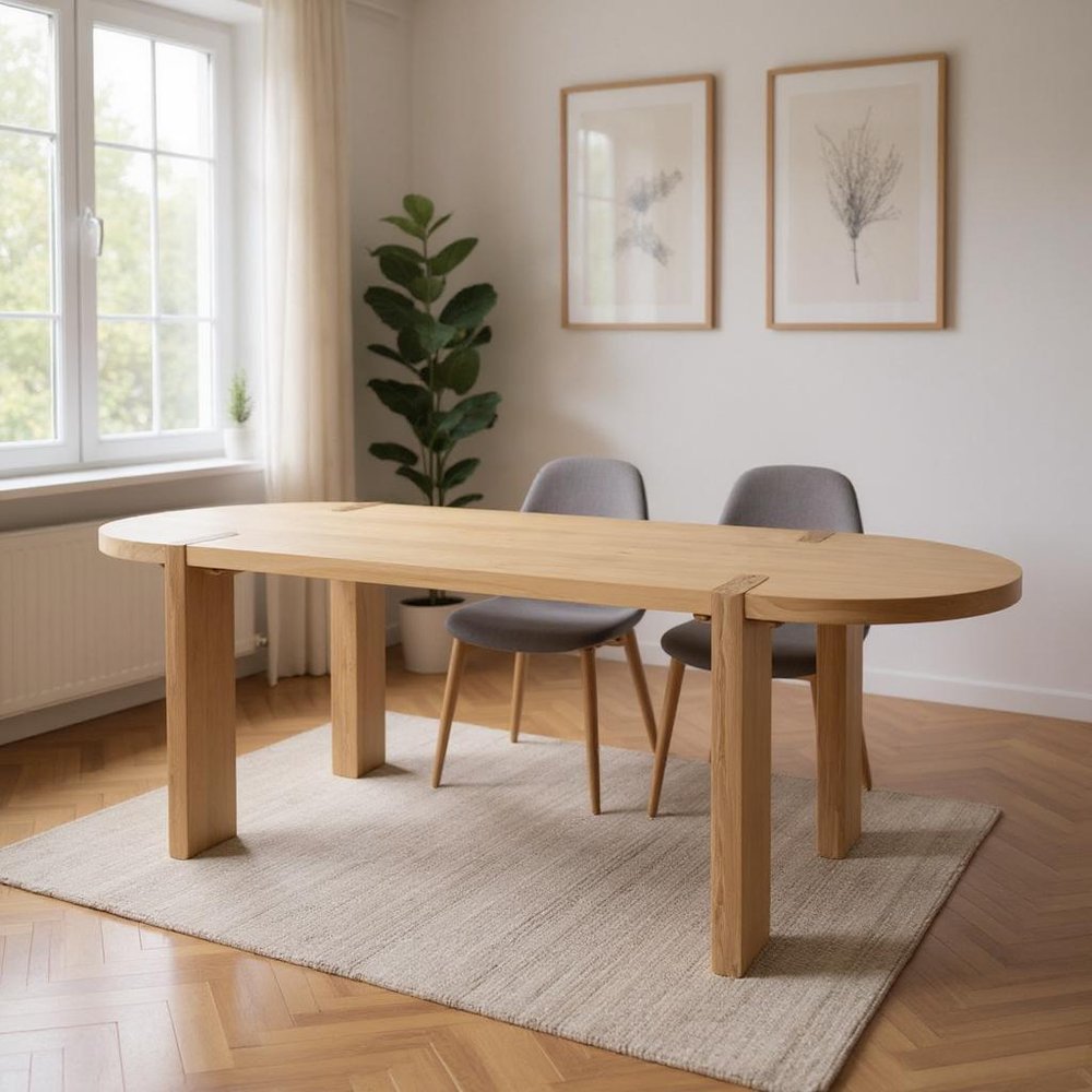 91" Light Brown Wood Oval Dining Table — view 12