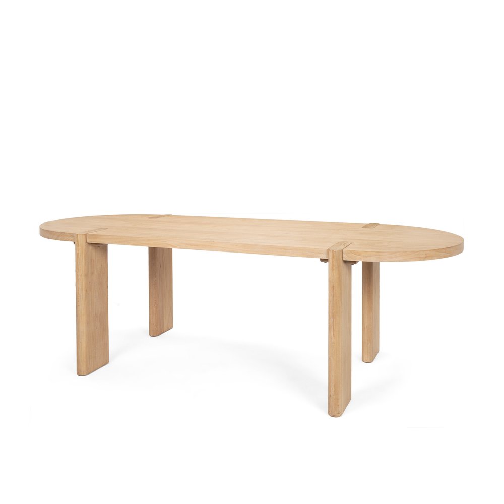 91" Light Brown Wood Oval Dining Table — view 1